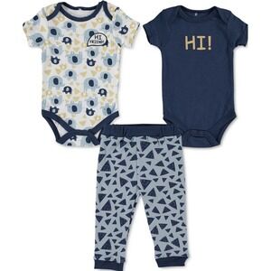 Baby Gear Boys 3 Piece Set 0-3 Months New with Tags 2 Bodysuits 1 Pant Blue Cute